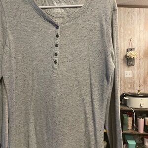 Natural Life Heather Gray Waffle Henley Long Sleeve Top